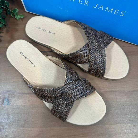 Draper James Women's Alex Raffia Brown Crossed Strap Sandals Size 11 - Picture 3 of 9